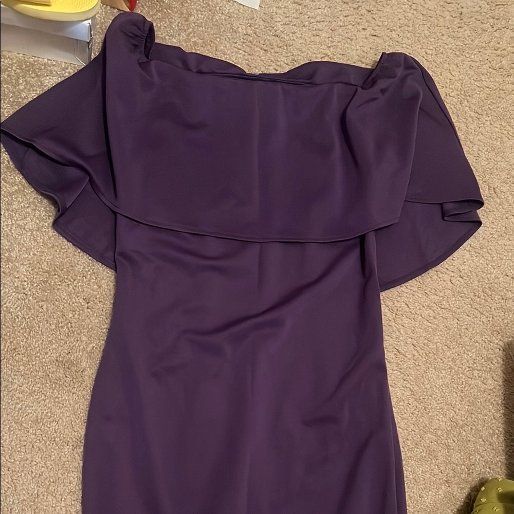 Grace Karin Purple Ruffled Asymmetrical Midi Dress